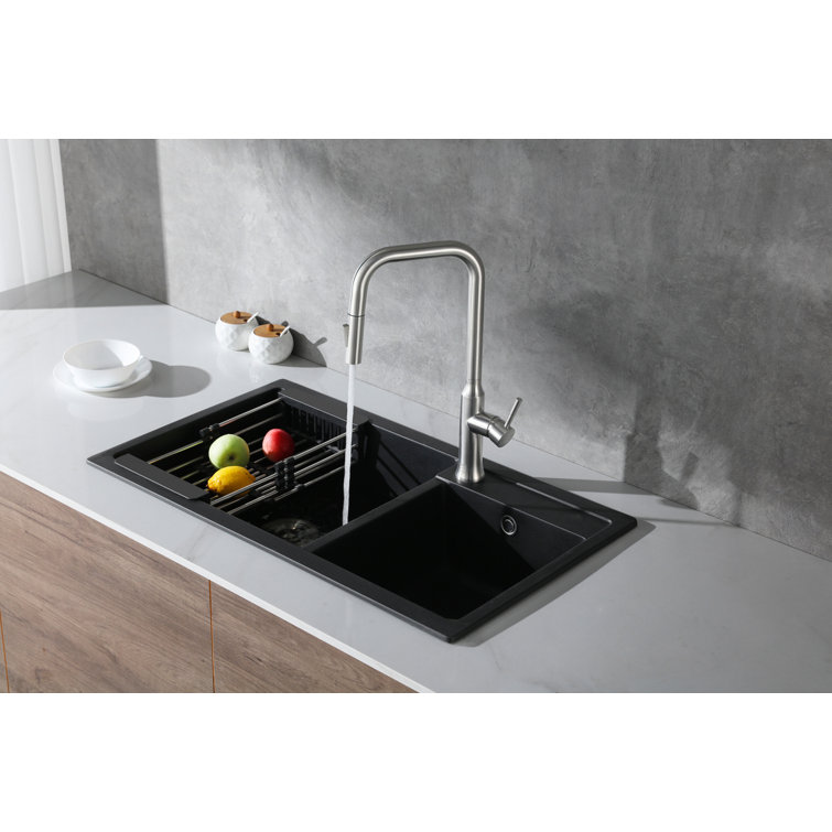 Brushed Nickel Gooseneck Kitchen Faucet with Pull-out Spray