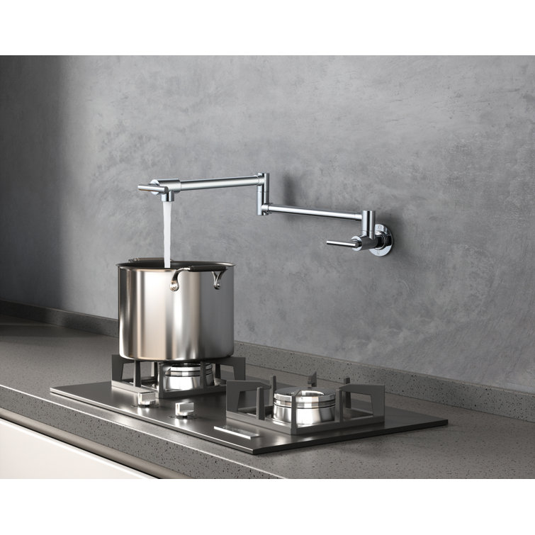 Chrome Dual Handle Wall Mounted Pot Filler Faucet