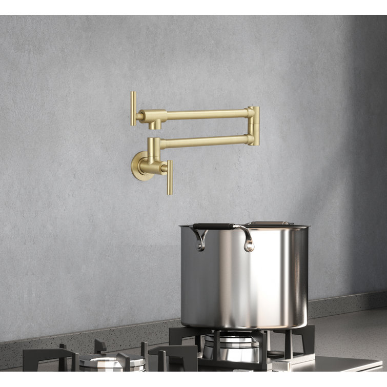 Brushed Gold Brass Dual Handle Kitchen Faucet