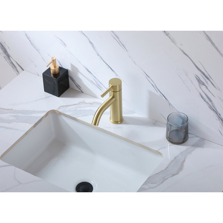 Brushed Gold Stainless Steel Single-Handle Bathroom Faucet