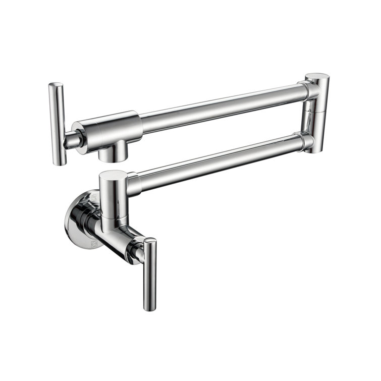 Chrome Dual Handle Wall Mounted Pot Filler Faucet