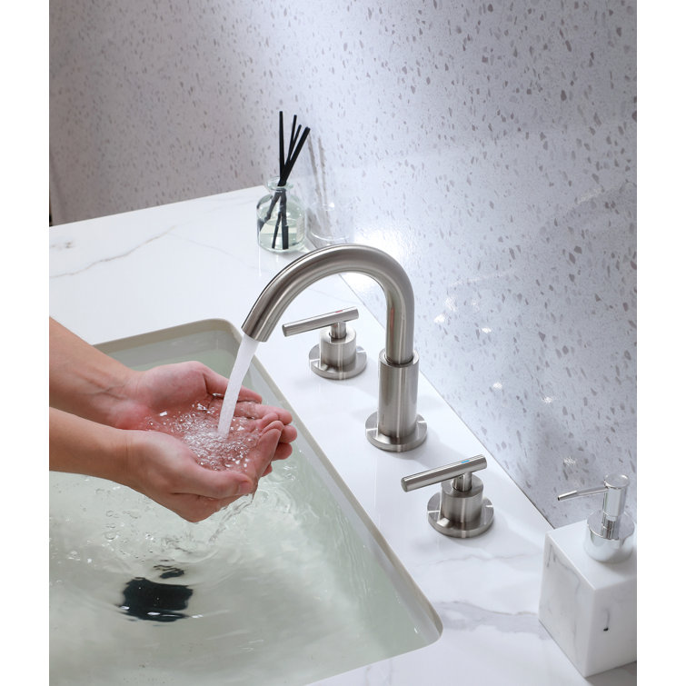 Leah 8-Inch Brushed Nickel Double Handle Bathroom Faucet