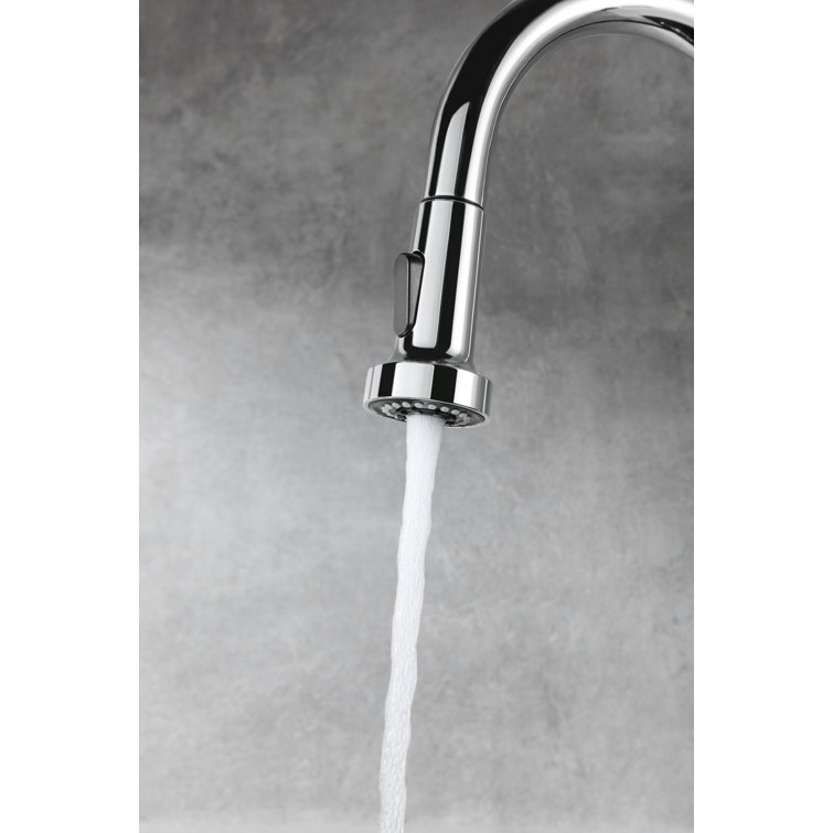 Chrome Gooseneck Kitchen Faucet with Pull-out Spray