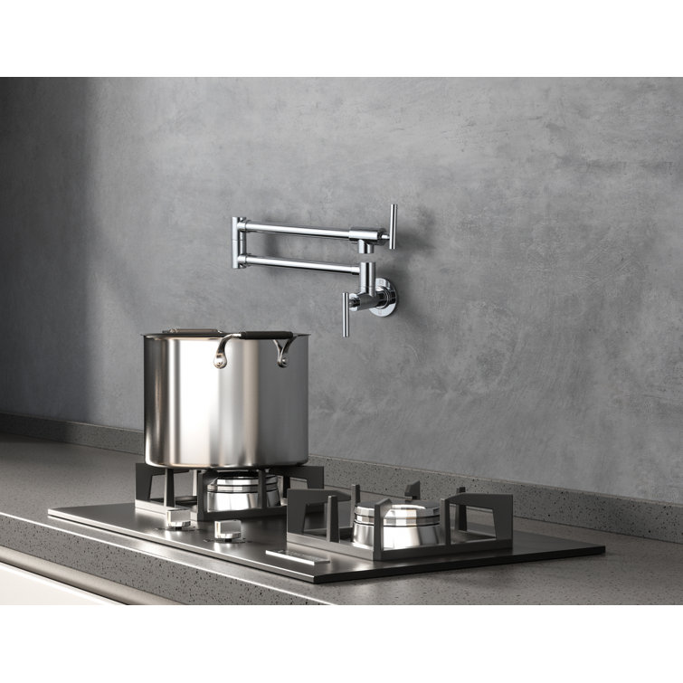 Chrome Dual Handle Wall Mounted Pot Filler Faucet