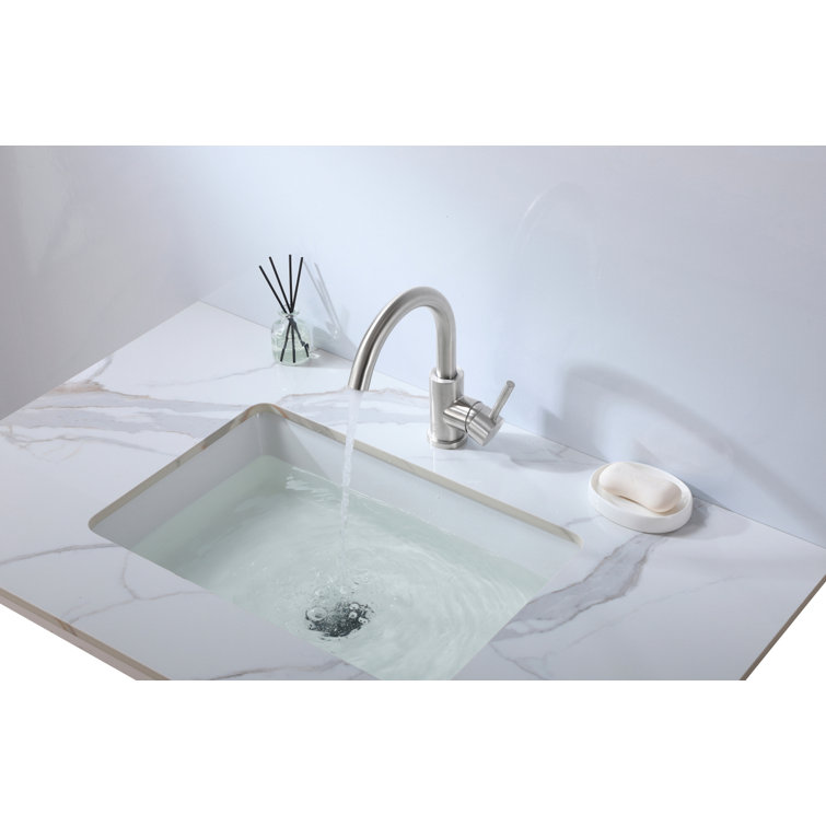 Brushed Nickel Single-Handle Bathroom Faucet with Ceramic Disc
