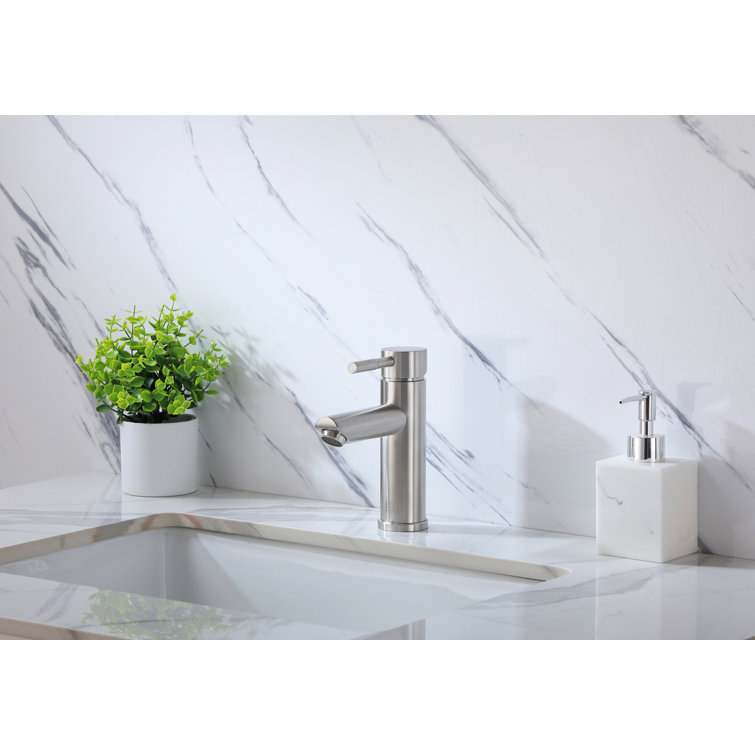 Brushed Nickel Single-Handle Bathroom Faucet with Ceramic Disc