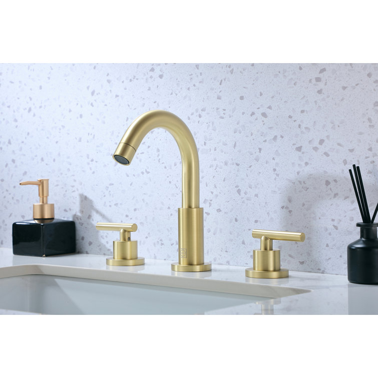 Brushed Gold Stainless Steel 2-Handle Widespread Bathroom Faucet