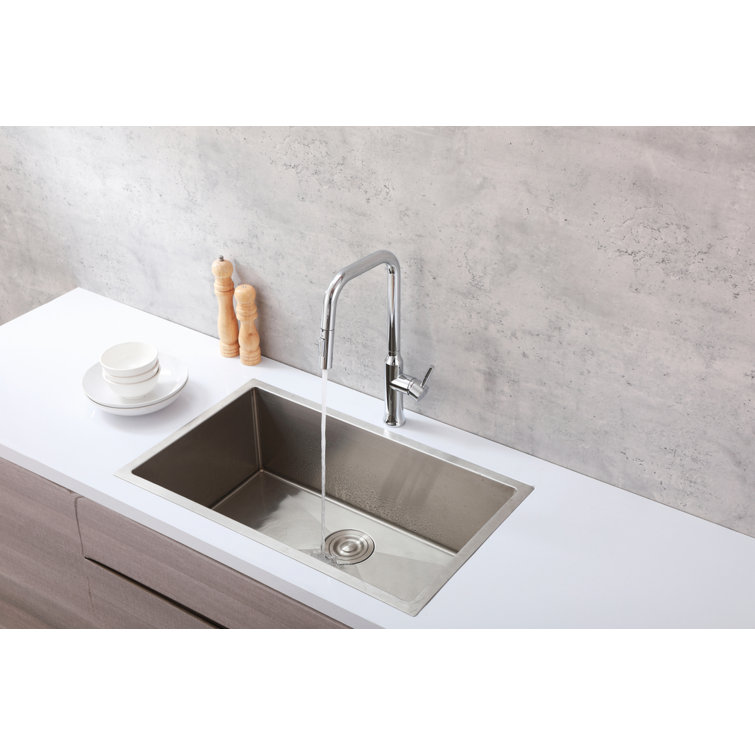 Chrome Gooseneck Single Handle Pull-Down Kitchen Faucet