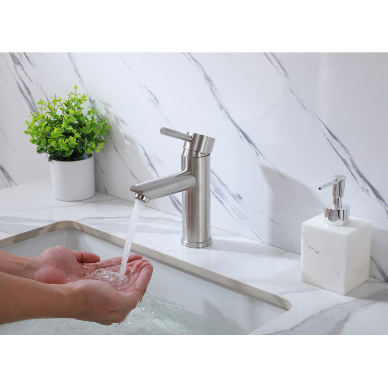 Brushed Nickel Single-Handle Bathroom Faucet with Ceramic Disc