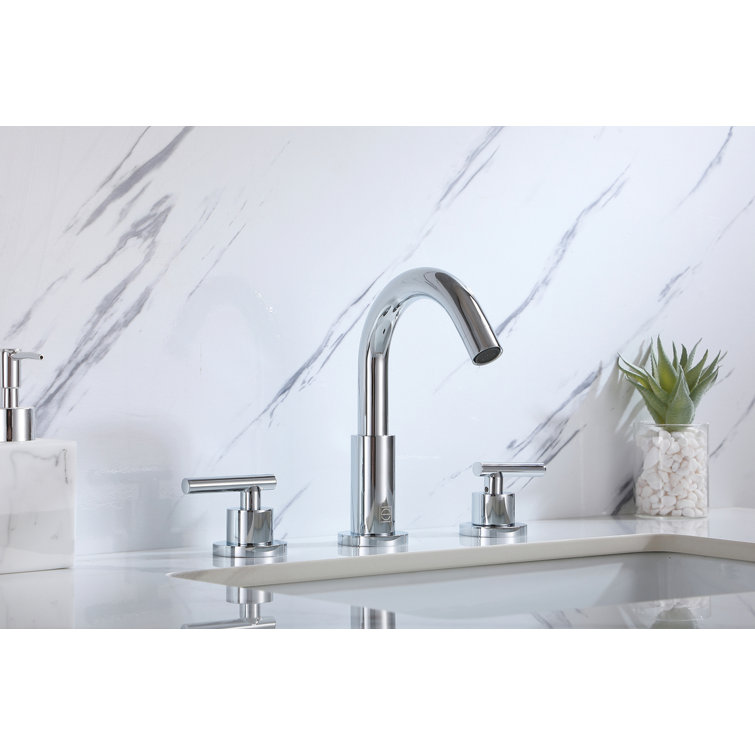 Leah Chrome 8-Inch Widespread Double Handle Bathroom Faucet