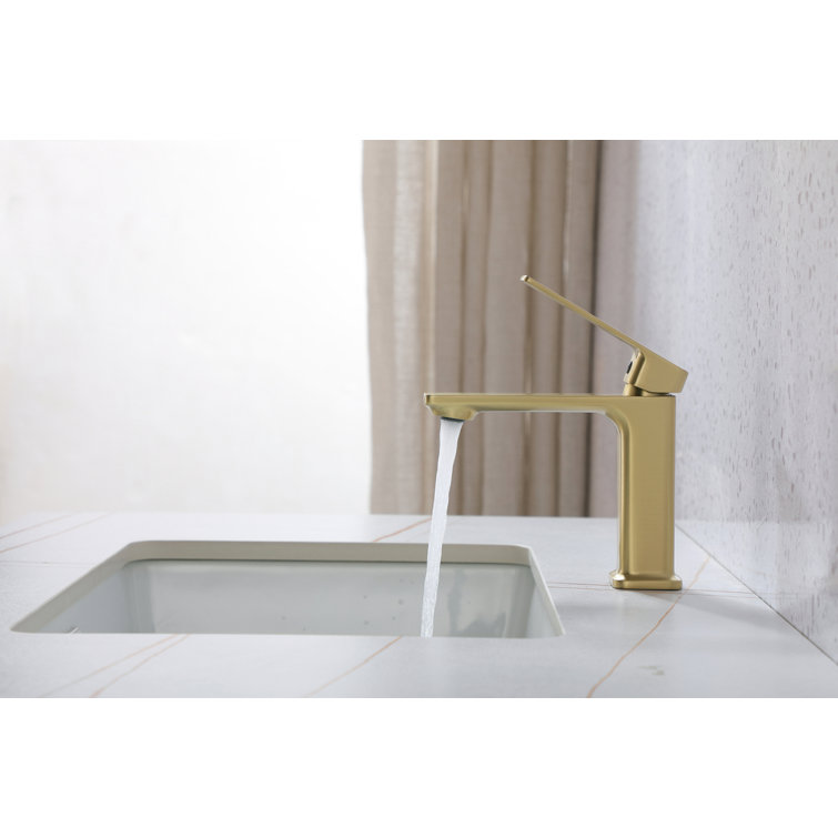Brushed Gold Single-Handle Brass Bathroom Faucet