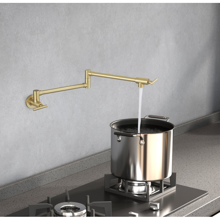 Brushed Gold Brass Dual Handle Kitchen Faucet