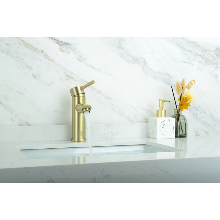 Brushed Gold Stainless Steel Single-Handle Bathroom Faucet