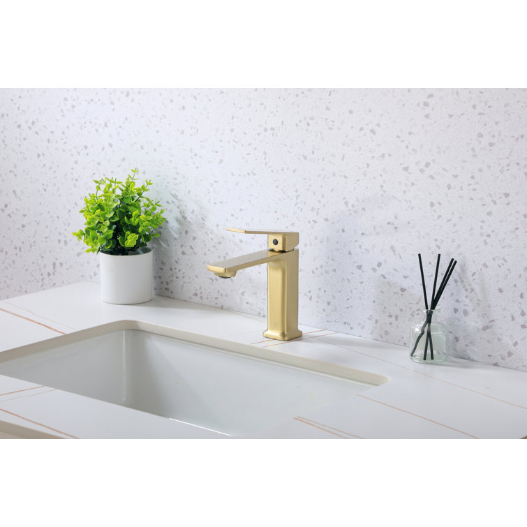 Brushed Gold Single-Handle Brass Bathroom Faucet
