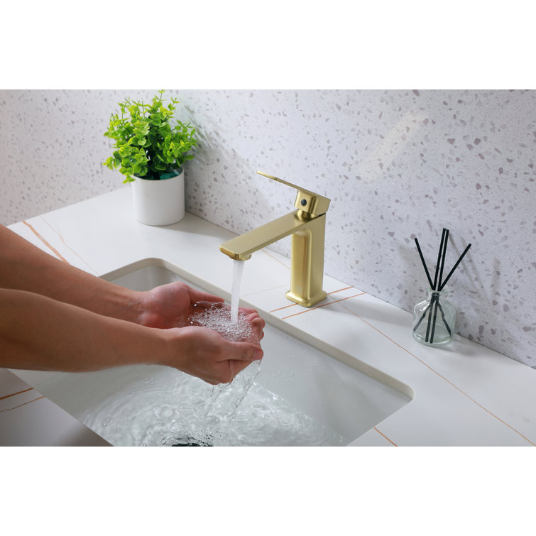 Brushed Gold Single-Handle Brass Bathroom Faucet