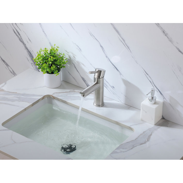 Brushed Nickel Single-Handle Bathroom Faucet with Ceramic Disc