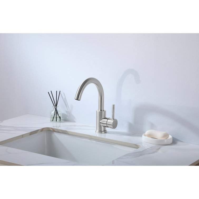Brushed Nickel Single-Handle Bathroom Faucet with Ceramic Disc