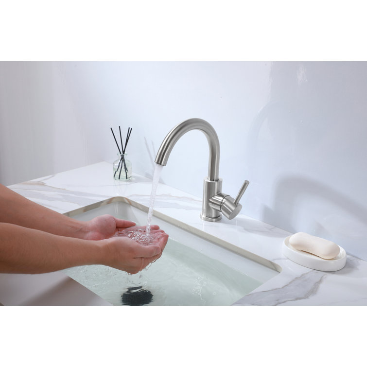 Brushed Nickel Single-Handle Bathroom Faucet with Ceramic Disc