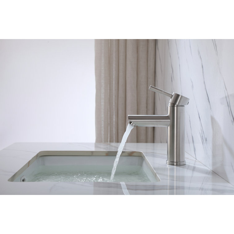 Brushed Nickel Single-Handle Bathroom Faucet with Ceramic Disc
