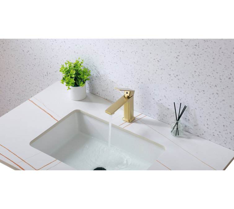 Brushed Gold Single-Handle Brass Bathroom Faucet