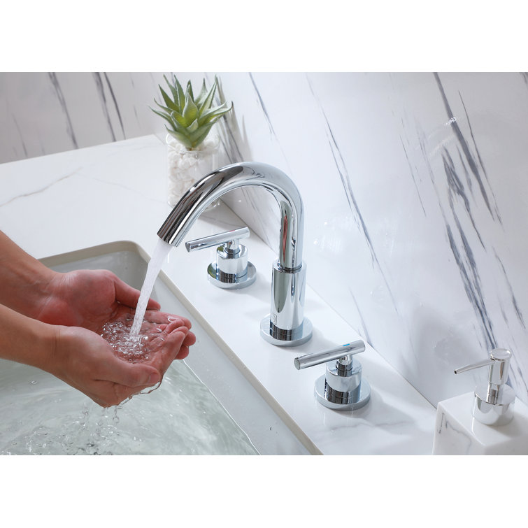 Leah Chrome 8-Inch Widespread Double Handle Bathroom Faucet