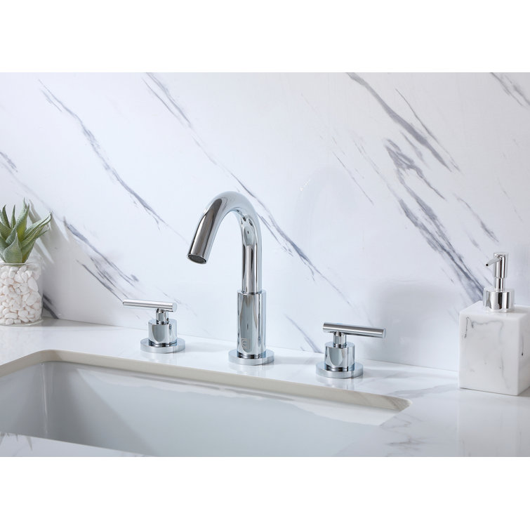 Leah Chrome 8-Inch Widespread Double Handle Bathroom Faucet