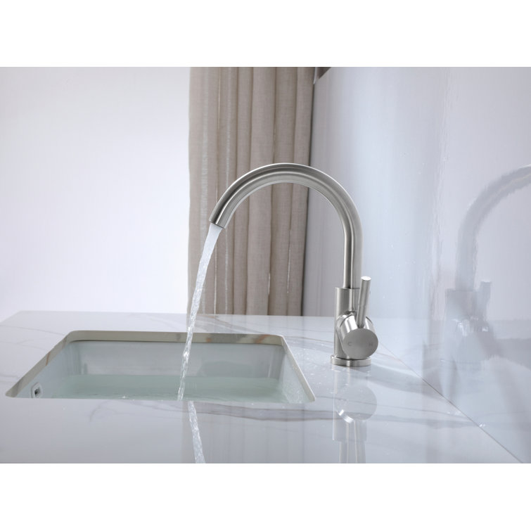 Brushed Nickel Single-Handle Bathroom Faucet with Ceramic Disc