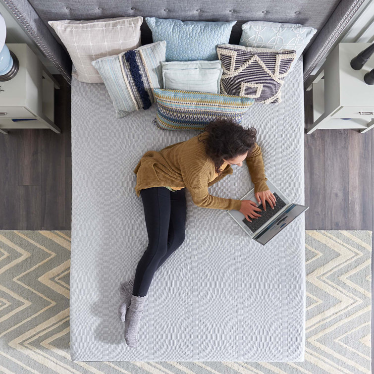 Twin 12-Inch Gel Memory Foam Mattress in White and Gray