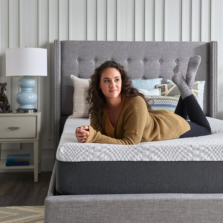 Twin 12-Inch Gel Memory Foam Mattress in White and Gray