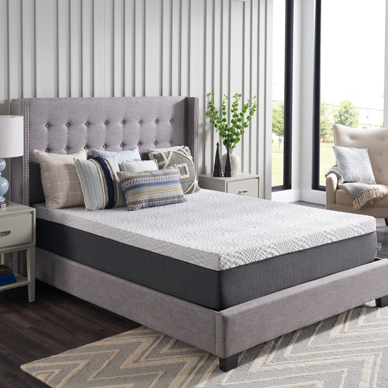 Twin 12-Inch Gel Memory Foam Mattress in White and Gray