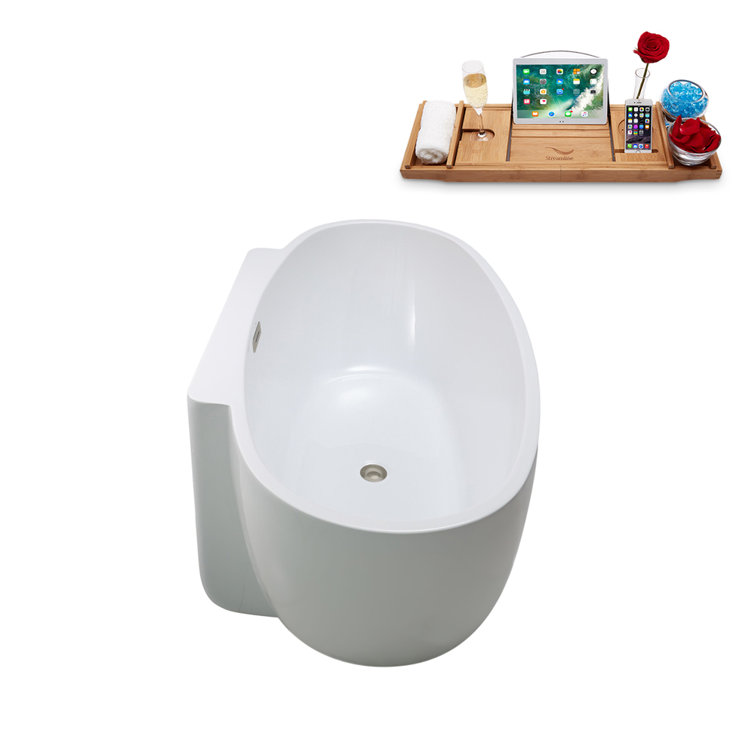 62" Glossy White Acrylic Freestanding Soaking Bathtub