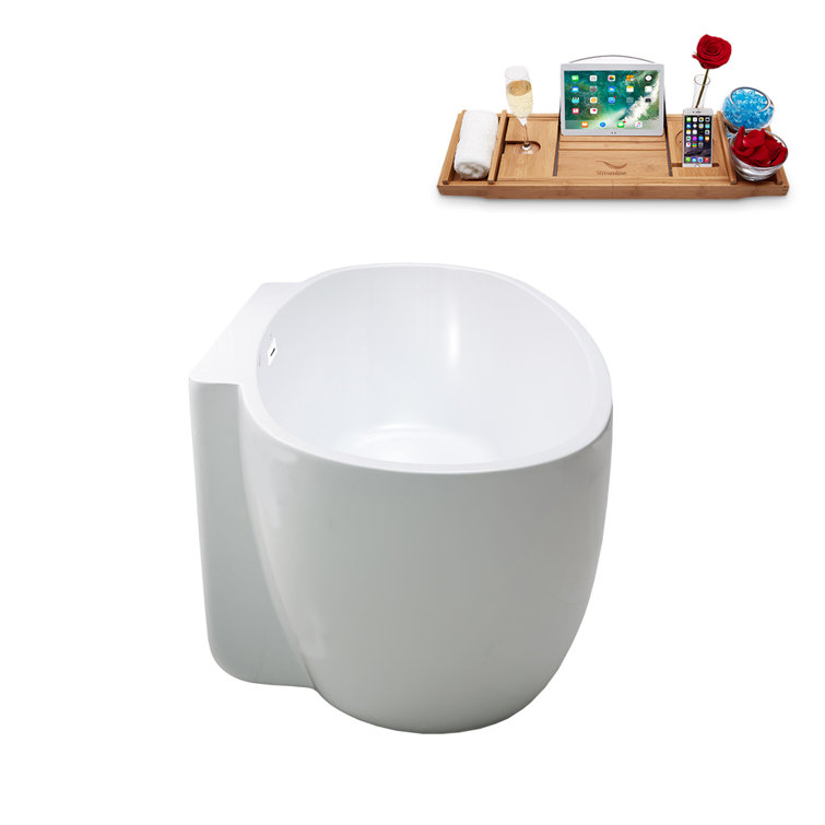 67" White Acrylic Freestanding Clawfoot Bathtub with Gold Hardware