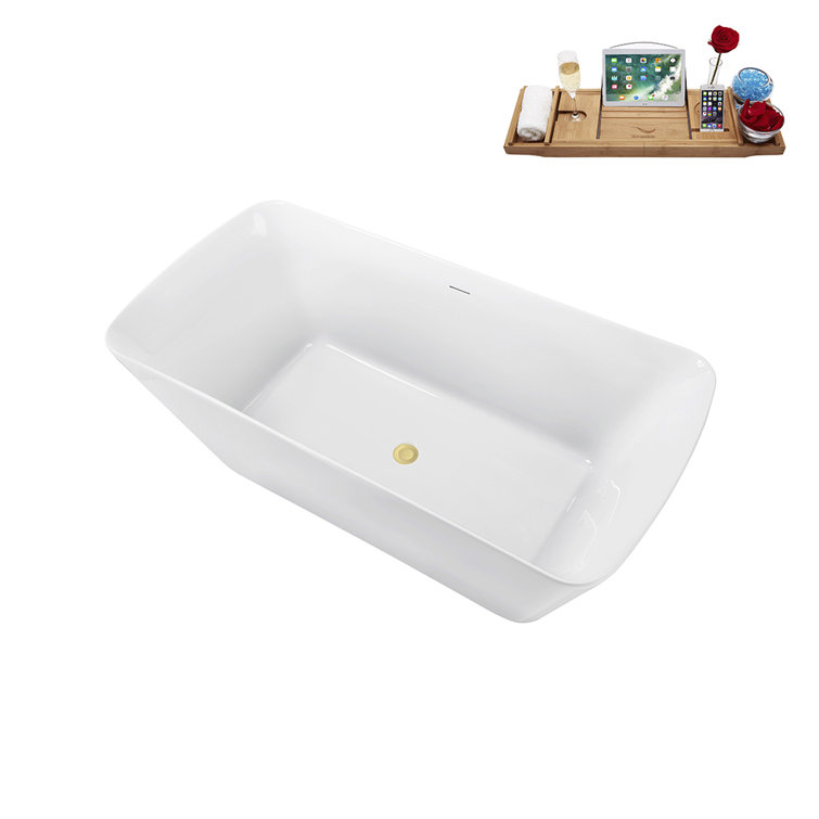 59.1'' White Acrylic Freestanding Soaking Bathtub