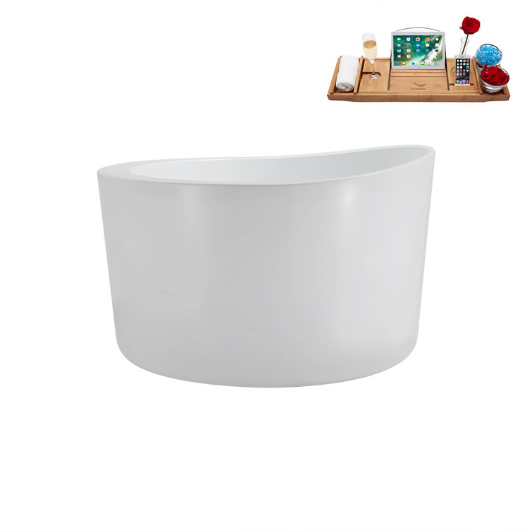 43.3'' Round Glossy White Acrylic Freestanding Soaking Bathtub
