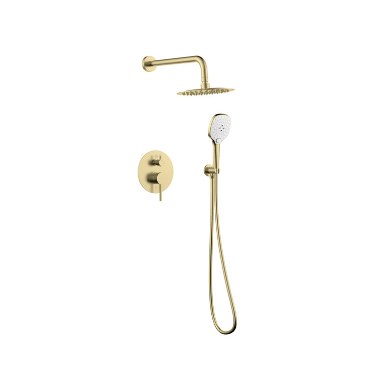 Brushed Gold Brass Handheld Wall Mounted Shower System