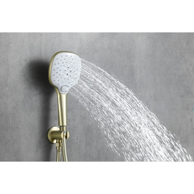 Brushed Gold Brass Handheld Wall Mounted Shower System