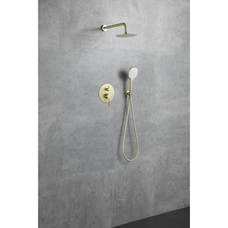 Brushed Gold Brass Handheld Wall Mounted Shower System