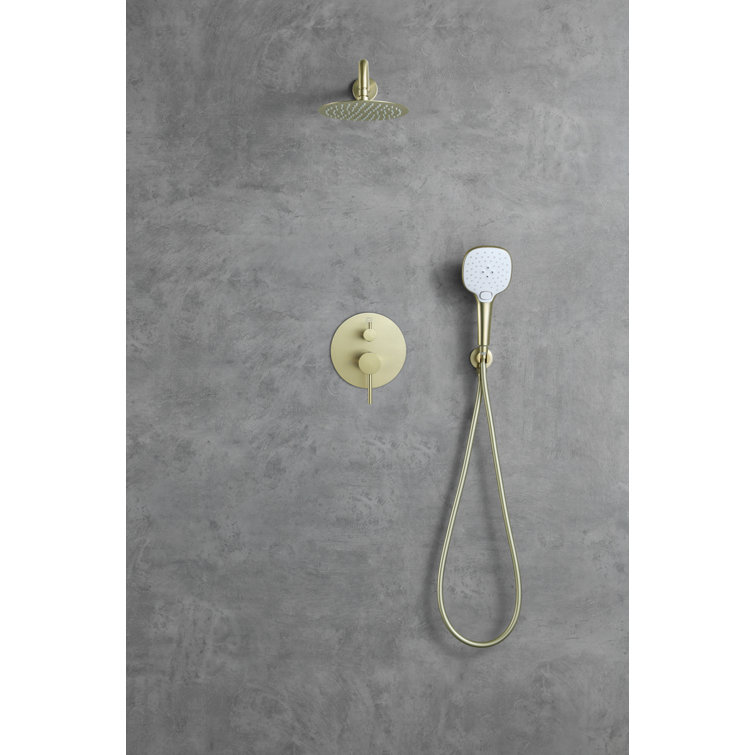 Brushed Gold Brass Handheld Wall Mounted Shower System