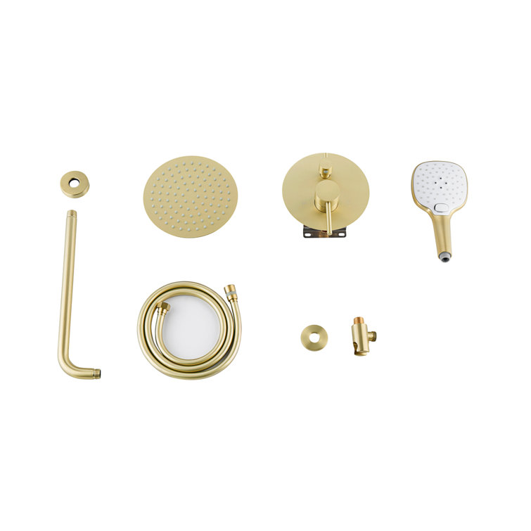 Brushed Gold Brass Handheld Wall Mounted Shower System