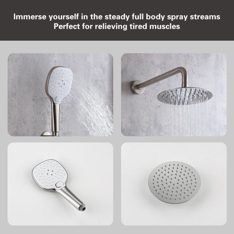 Brushed Nickel Dual Shower System with Handheld and Wall Mount