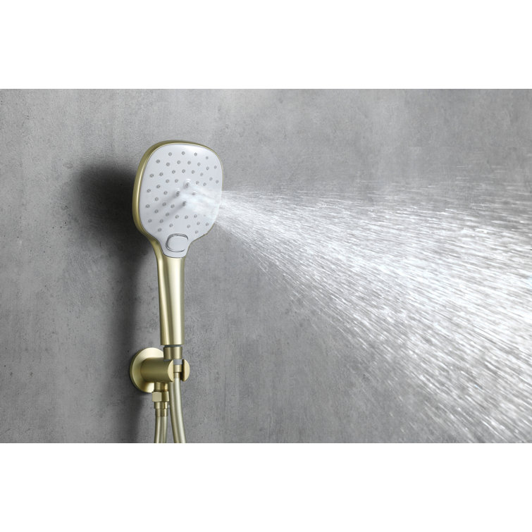 Brushed Gold Brass Handheld Wall Mounted Shower System