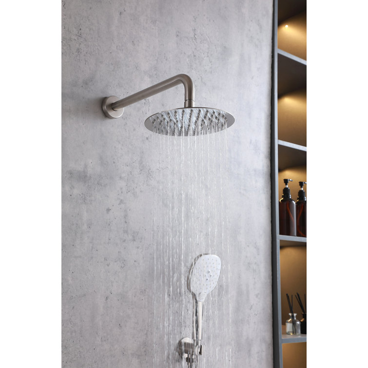 Brushed Nickel Dual Shower System with Handheld and Wall Mount
