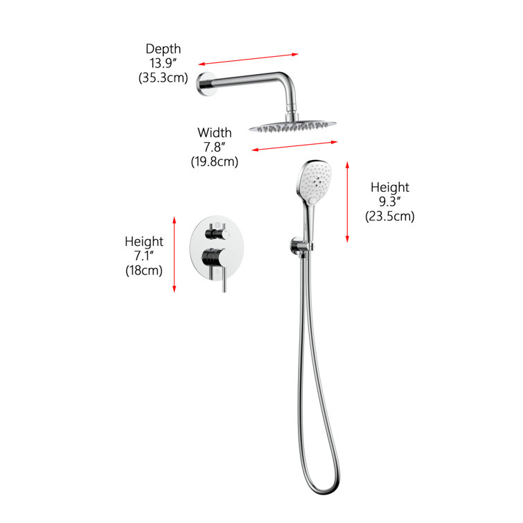Chrome Dual Shower System with Handheld and Wall Mounted Heads