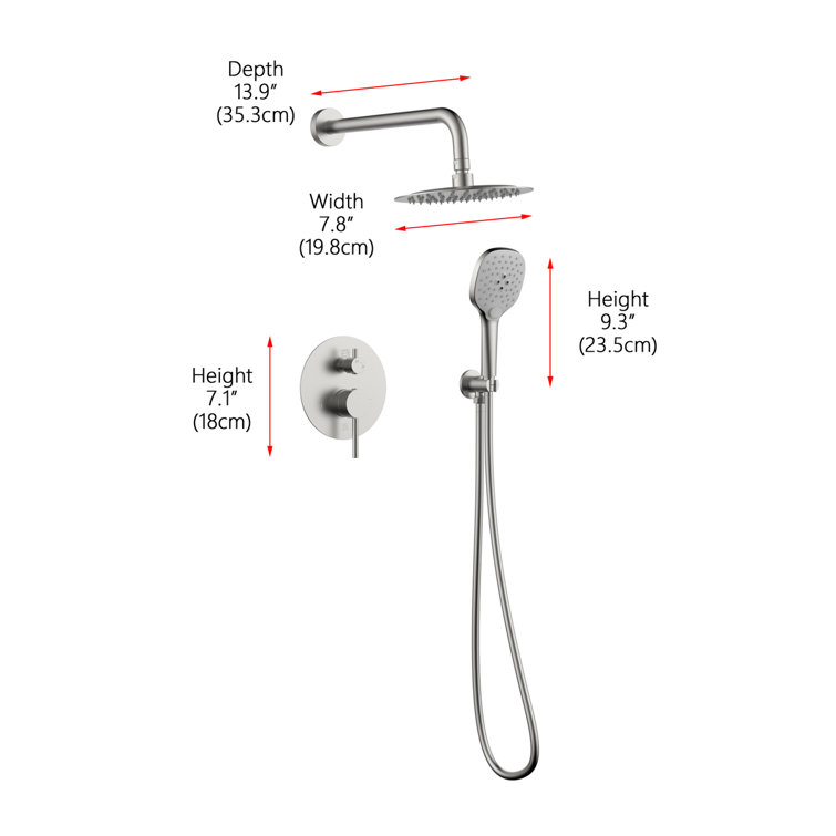 Brushed Nickel Dual Shower System with Handheld and Wall Mount