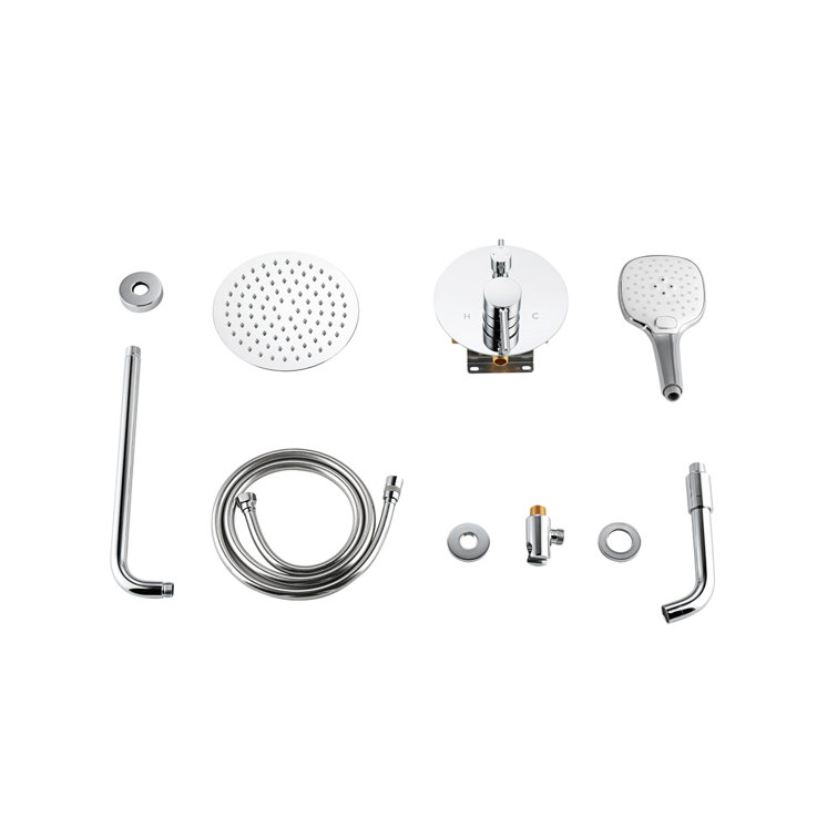 Chrome Dual Showerhead Wall Mounted System with Handheld