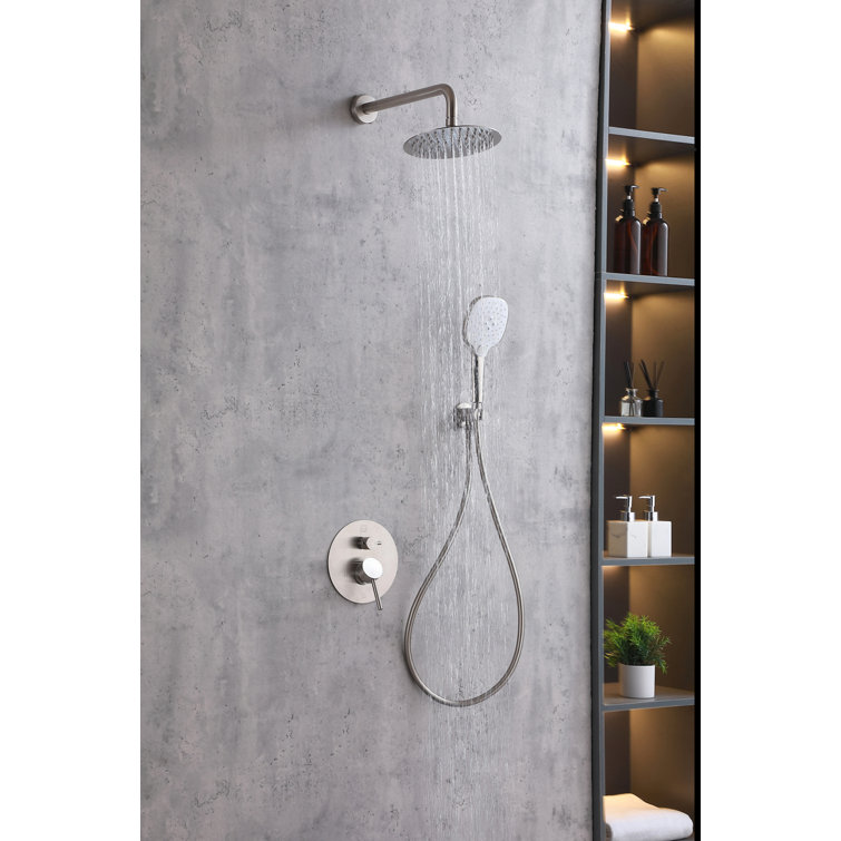 Brushed Nickel Dual Shower System with Handheld and Wall Mount