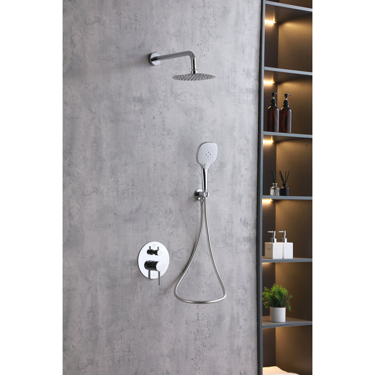 Chrome Dual Shower System with Handheld and Wall Mounted Heads