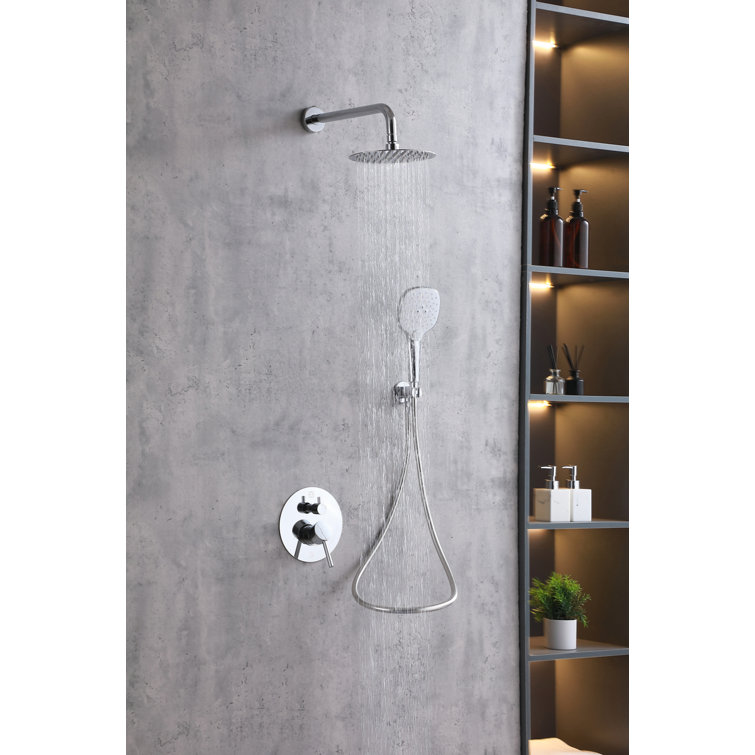 Chrome Dual Shower System with Handheld and Wall Mounted Heads