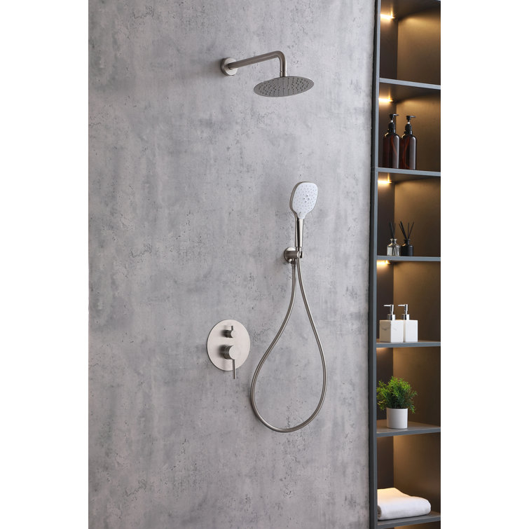Brushed Nickel Dual Shower System with Handheld and Wall Mount