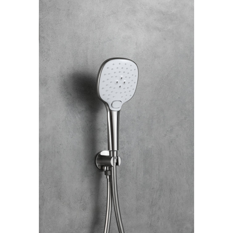 Brushed Nickel Dual Showerhead System with Handheld and Wall Mount